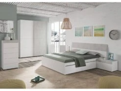 Vestiaire Dmace, Armoire De Chambre à 2 Portes Coulissantes, Armoire Avec Tringle à Vêtements Et 2 étagères, 150x60h200 Cm, Blanc Et Ciment -Electroménager Soldes dressing et vestiaire 22874323