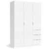 Vestiaire Ddermak, Armoire De Chambre à 3 Portes Et 3 Tiroirs, Armoire Avec 3 étagères Et Barre De Cintre, 135x52h200 Cm, Blanc -Electroménager Soldes dressing et vestiaire 22874417