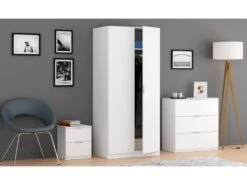 Vestiaire Dleon, Armoire De Chambre Avec 2 Portes Battantes, Meuble De Chambre Avec 1 étagère Et Tringle à Vêtements, 82x52h180 Cm, Blanc -Electroménager Soldes dressing et vestiaire 22874453