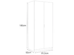 Vestiaire Dleon, Armoire De Chambre Avec 2 Portes Battantes, Meuble De Chambre Avec 1 étagère Et Tringle à Vêtements, 82x52h180 Cm, Blanc -Electroménager Soldes dressing et vestiaire 22874455