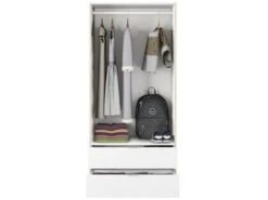 Vestiaire Donan, Armoire De Chambre Avec 2 Portes Et 2 Tiroirs, Armoire Avec Barre De Cintre, 82x52h180 Cm, Blanc Et Chêne 8 Vestiaire Donan, Armoire De Chambre Avec 2 Portes Et 2 Tiroirs, Armoire Avec Barre De Cintre, 82x52h180 Cm, Blanc Et Chêne -Electroménager Soldes dressing et vestiaire 22874469