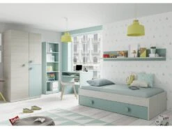 Vestiaire Dgorett, Armoire De Chambre, Armoire à 3 Portes Et 3 étagères Avec Barre à Vêtements, 90x52h200 Cm, Gris Et Bleu Sarcelle -Electroménager Soldes dressing et vestiaire 22874515