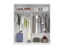 Vestiaire Dfusell, Armoire De Chambre à 4 Portes Battantes, Armoire Avec 2 étagères Et Barre De Cintre, 180x52h200 Cm, Blanc -Electroménager Soldes dressing et vestiaire 22874541