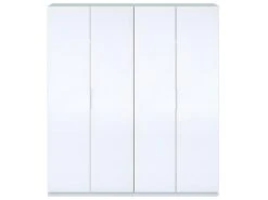 Vestiaire Dfusell, Armoire De Chambre à 4 Portes Battantes, Armoire Avec 2 étagères Et Barre De Cintre, 180x52h200 Cm, Blanc -Electroménager Soldes dressing et vestiaire 22874543