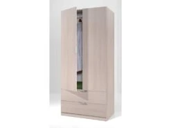 Vestiaire Darest, Armoire De Chambre Avec 2 Portes Et 2 Tiroirs, Meubles De Chambre Avec Tringle à Vêtements, 81x52h180 Cm, Chêne -Electroménager Soldes dressing et vestiaire 22918977
