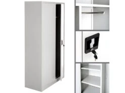 Vestiaire Métallique 5 Niveaux 90 Cm Avec Penderie Intégrée Gris 08_0000439 -Electroménager Soldes dressing et vestiaire 9166407