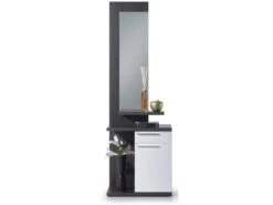 Meuble D'entrée Coloris Gris Cendre/ Blanc Brillant - Dim : 186 X 61 X 29 Cm