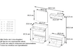 Ensemble Vestiaire 190 X 185 X 33 Cm Portemanteau De Couloir, Caisson En Blanc Mat, Façades En Turquoise Haute Brillance -Electroménager Soldes dressing et vestiaire 9886007