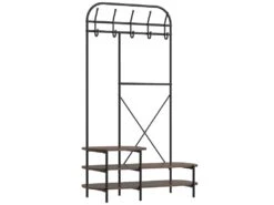 Vestiaire D'entrée Style Industriel Avec Plateaux En Bois Marron