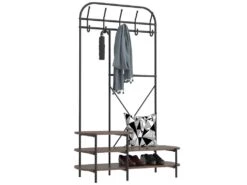 Vestiaire D'entrée Style Industriel Avec Plateaux En Bois Marron -Electroménager Soldes dressing et vestiaire 9886045