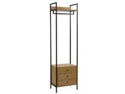 Vestiaire TAPORA - 3 Tiroirs, 1 étagère Et 1 Penderie - Coloris : Chêne Et Noir -Electroménager Soldes dressing 451637