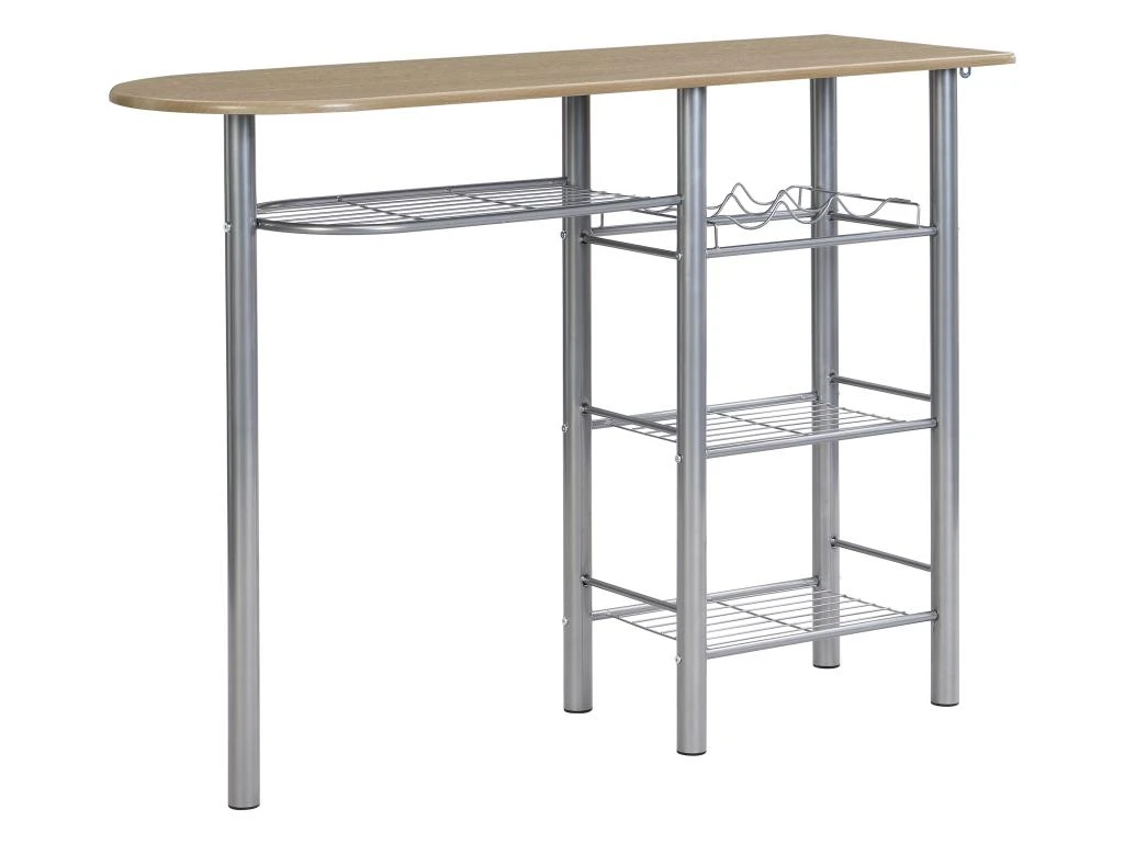 Ensemble "Mange Debout" : Meuble De Bar + 2 Tabourets De Bar En MDF Et Métal - Naturel Et Chromé - DEAMA 7 Ensemble "Mange Debout" : Meuble De Bar + 2 Tabourets De Bar En MDF Et Métal - Naturel Et Chromé - DEAMA – Image 5