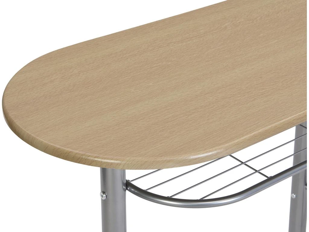 Ensemble "Mange Debout" : Meuble De Bar + 2 Tabourets De Bar En MDF Et Métal - Naturel Et Chromé - DEAMA 8 Ensemble "Mange Debout" : Meuble De Bar + 2 Tabourets De Bar En MDF Et Métal - Naturel Et Chromé - DEAMA – Image 6