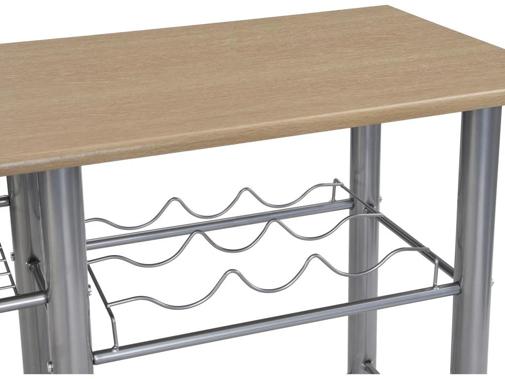 Ensemble "Mange Debout" : Meuble De Bar + 2 Tabourets De Bar En MDF Et Métal - Naturel Et Chromé - DEAMA 9 Ensemble "Mange Debout" : Meuble De Bar + 2 Tabourets De Bar En MDF Et Métal - Naturel Et Chromé - DEAMA – Image 7
