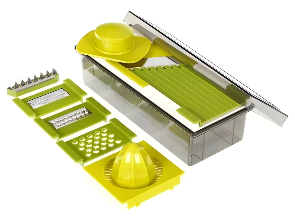 Mandoline Multi-découpe 11 Pièces "Cut" 30cm Vert 4 Mandoline Multi-découpe 11 Pièces "Cut" 30cm Vert – Image 2