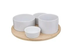 Set Apéritif White 5 Pièces En Bambou - SECRET DE GOURMET -Electroménager Soldes materiel et ustensile de cuisine 21049261