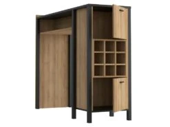 Bar Avec 9 Casiers à Bouteilles Décor Noir Et Effet Chêne - MODE 9 Bar Avec 9 Casiers à Bouteilles Décor Noir Et Effet Chêne - MODE -Electroménager Soldes meuble de bar 10817653