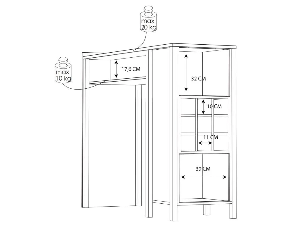 Bar Avec 9 Casiers à Bouteilles Décor Noir Et Effet Chêne - MODE 6 Bar Avec 9 Casiers à Bouteilles Décor Noir Et Effet Chêne - MODE – Image 4
