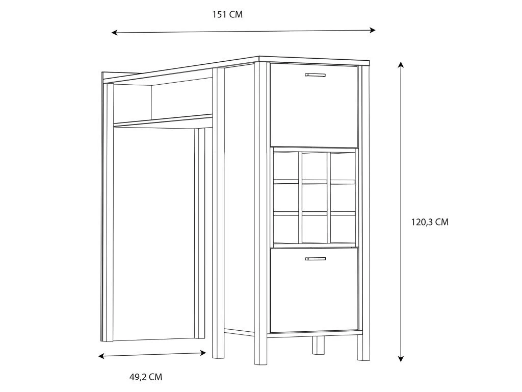 Bar Avec 9 Casiers à Bouteilles Décor Noir Et Effet Chêne - MODE 7 Bar Avec 9 Casiers à Bouteilles Décor Noir Et Effet Chêne - MODE – Image 5