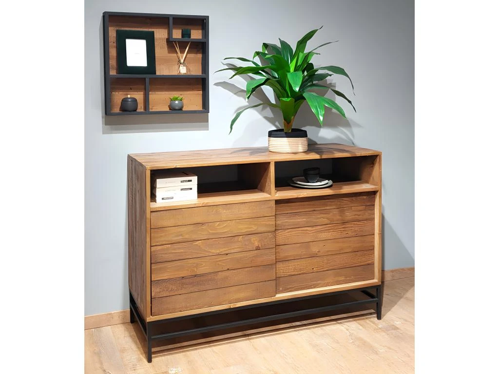 Bar Industriel Bois Rustique Et Métal Noir L.140 Cm - FACTORY 4 Bar Industriel Bois Rustique Et Métal Noir L.140 Cm - FACTORY – Image 2