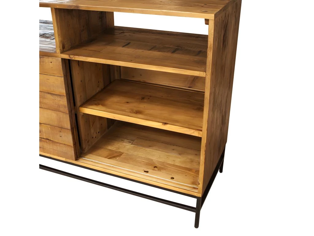 Bar Industriel Bois Rustique Et Métal Noir L.140 Cm - FACTORY 7 Bar Industriel Bois Rustique Et Métal Noir L.140 Cm - FACTORY – Image 5