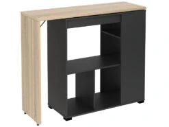 Meuble De Bar Pivotant Avec Rangements - Naturel Et Anthracite - SATURNE -Electroménager Soldes meuble de bar 12352457