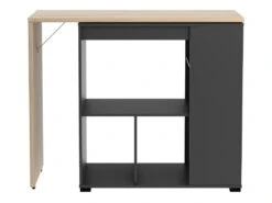 Meuble De Bar Pivotant Avec Rangements - Naturel Et Anthracite - SATURNE -Electroménager Soldes meuble de bar 12352459