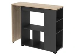 Meuble De Bar Pivotant Avec Rangements - Naturel Et Anthracite - SATURNE -Electroménager Soldes meuble de bar 12352461