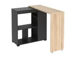 Meuble De Bar Pivotant Avec Rangements - Naturel Et Anthracite - SATURNE -Electroménager Soldes meuble de bar 12352463