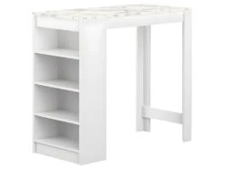 Table Bar ARAVIS - Blanc Et Marbre - TEMAHOME -Electroménager Soldes meuble de bar 12513315