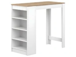 Table Bar ARAVIS - Blanc Et Chêne Naturel - TEMAHOME -Electroménager Soldes meuble de bar 12513329
