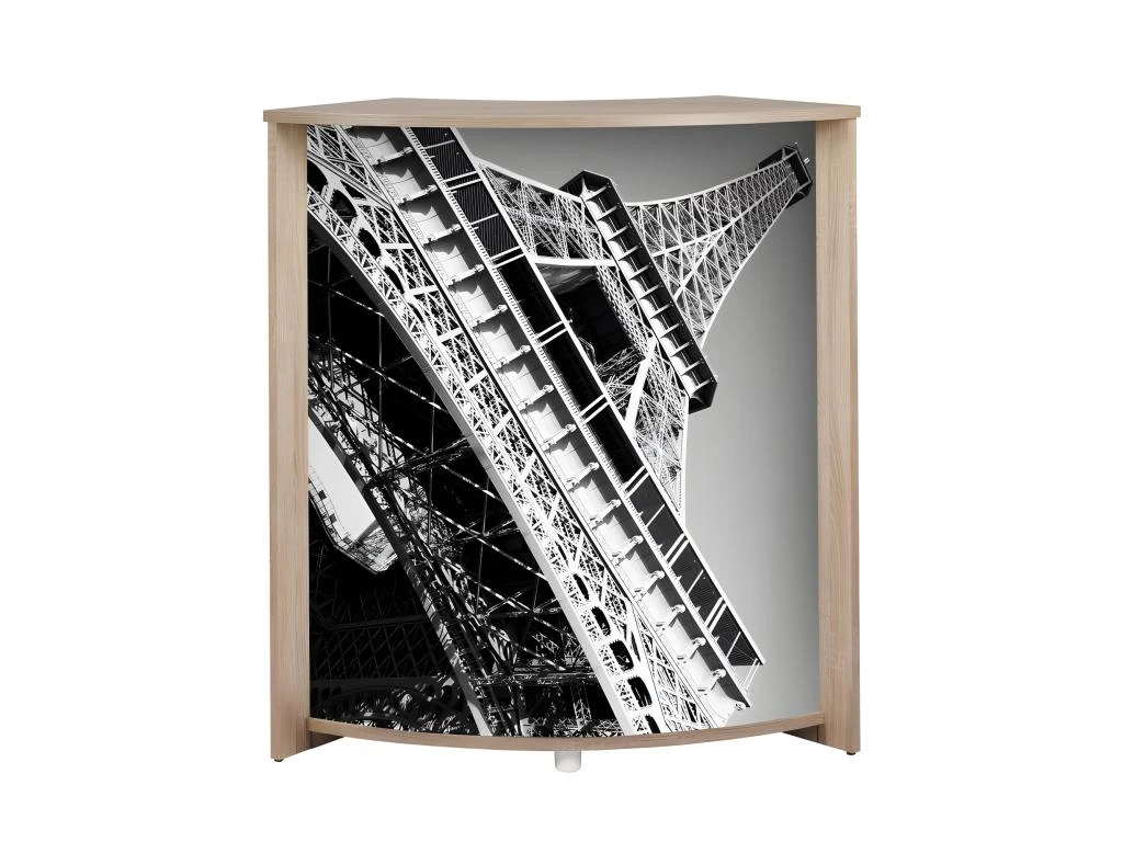 Meuble-Comptoir Bar 96 Cm Chêne 3 Niches - Coloris: Tour Eiffel 750 751 5 Meuble-Comptoir Bar 96 Cm Chêne 3 Niches - Coloris: Tour Eiffel 750 751 – Image 3