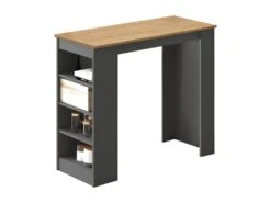 MATCHA - Table Bar à 4 Etagères Coloris Gris Anthracite Et Effet Bois