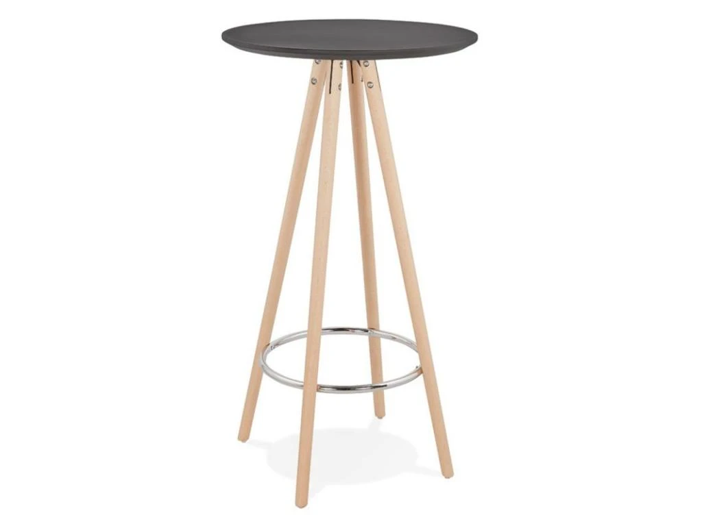 Table De Bar En Bois "Lizon" 110cm Noir & Naturel 3 Table De Bar En Bois "Lizon" 110cm Noir & Naturel