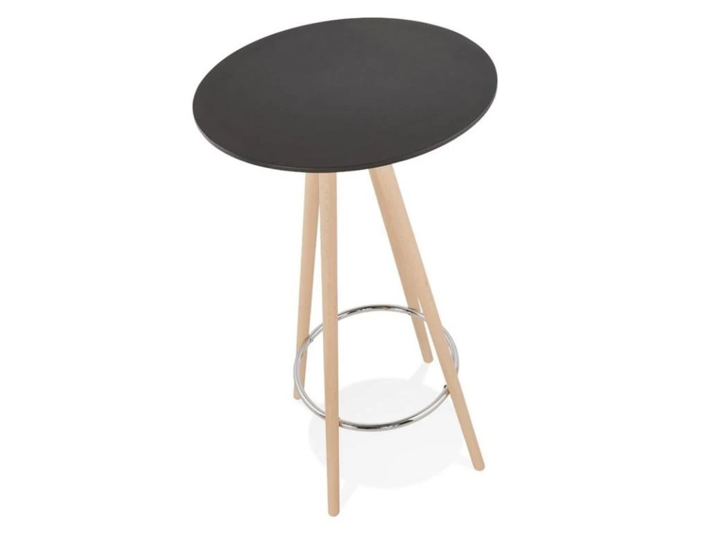 Table De Bar En Bois "Lizon" 110cm Noir & Naturel 5 Table De Bar En Bois "Lizon" 110cm Noir & Naturel – Image 3