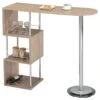 Table Haute De Bar VIGANDO Mange-debout Comptoir Avec 3 étagères Dont 1 Porte-bouteilles En Métal Chromé Et Plateau MDF Chêne Sonoma -Electroménager Soldes meuble de bar 14787707