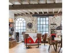 Meuble Bar Rouge Avec Plateau En Bois De Manguier Combi