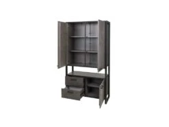 Meuble Bar 3 Portes 2 Tiroirs Chêne Cendré/Métal - DUC -Electroménager Soldes meuble de bar 17787035