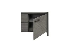 Meuble Bar 3 Portes 2 Tiroirs Chêne Cendré/Métal - DUC -Electroménager Soldes meuble de bar 17787041