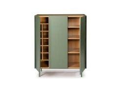 Meuble Bar 3 Portes Vert/Chêne - TEULAT ARISTA -Electroménager Soldes meuble de bar 17999059