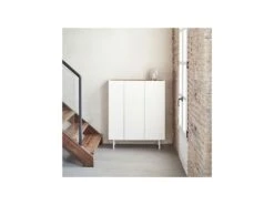 Meuble Bar 3 Portes Blanc/Chêne - TEULAT ARISTA -Electroménager Soldes meuble de bar 17999075