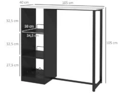 Table De Bar Design Contemporain - Table Haute 3 Niches Avec Range-bouteilles - Acier Panneaux Noir Aspect Marbre Blanc -Electroménager Soldes meuble de bar 19046481