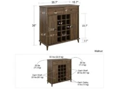 Meuble Bar Avec 2 Portes Et 2 Tiroirs En MDF Noyer -Electroménager Soldes meuble de bar 21503015