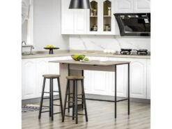 Table De Bar Extensible GALWAY Grise Et Noire -Electroménager Soldes meuble de bar 21988403