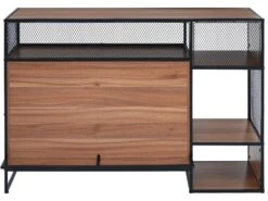 Meuble De Bar - Cadre En Fer - 2 Portes Et 5 Niches - Style Industriel - Marron -Electroménager Soldes meuble de bar 22040503