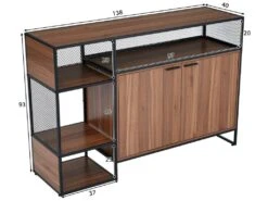 Meuble De Bar - Cadre En Fer - 2 Portes Et 5 Niches - Style Industriel - Marron -Electroménager Soldes meuble de bar 22040505