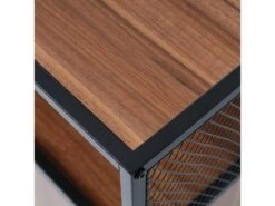 Meuble De Bar - Cadre En Fer - 2 Portes Et 5 Niches - Style Industriel - Marron -Electroménager Soldes meuble de bar 22040507