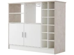 Meuble De Bar - Multifonctionnel - 2 Portes Et Niches - Blanc