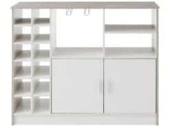 Meuble De Bar - Multifonctionnel - 2 Portes Et Niches - Blanc -Electroménager Soldes meuble de bar 22040531