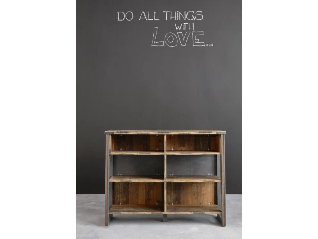 Prip Buffet De Bar Avec 6 Tablettes De Rangement, Style Vieux Bois, Finition Matera. 4 Prip Buffet De Bar Avec 6 Tablettes De Rangement, Style Vieux Bois, Finition Matera. – Image 2